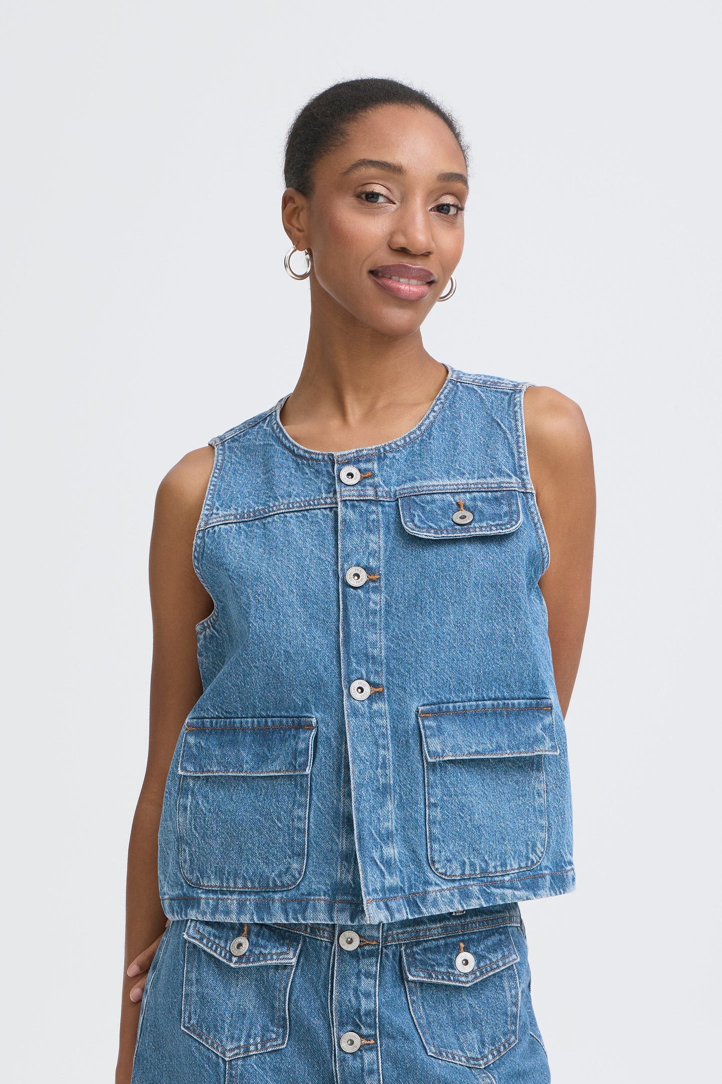 Ihpamila Waistcoat - Medium Denim