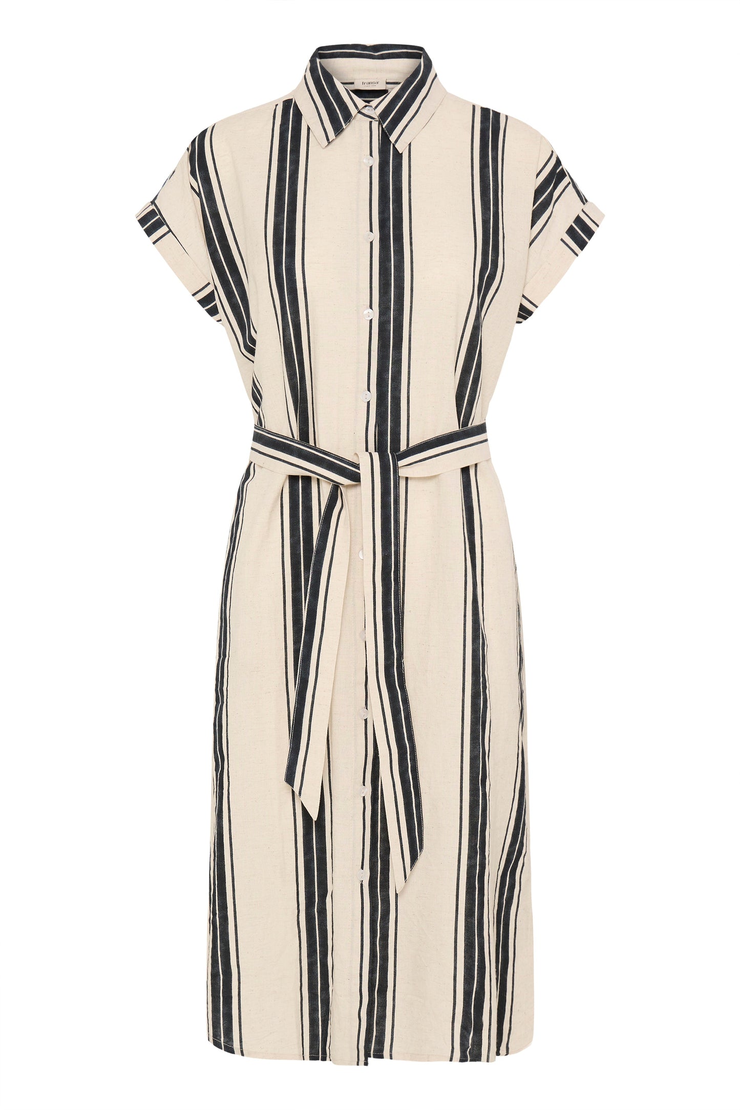 Frmaddie Dress - Cream Black Wide Stripe