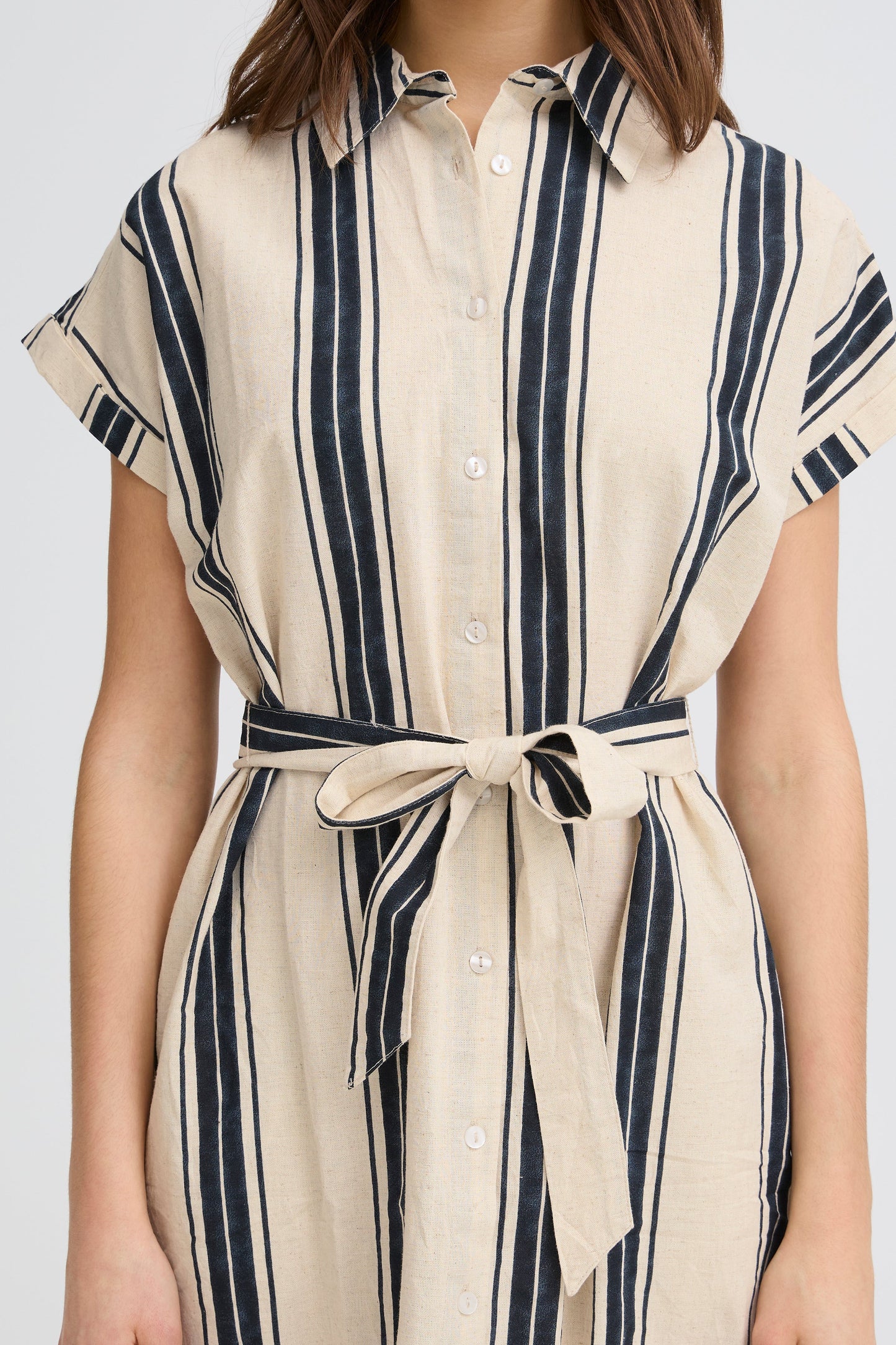 Frmaddie Dress - Cream Black Wide Stripe
