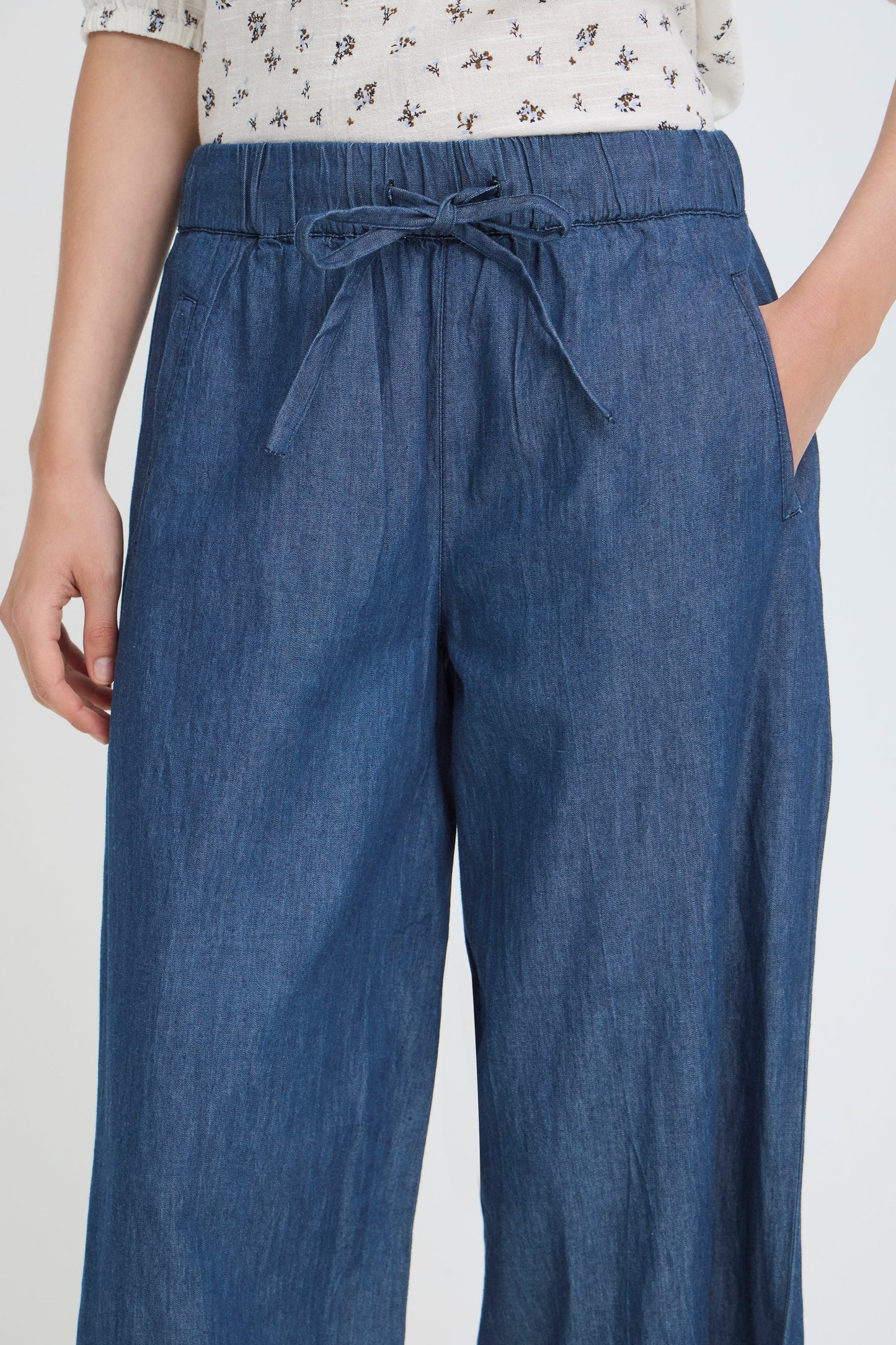 Frlarissa Trousers - Mid Blue Denim Wide Leg Trousers