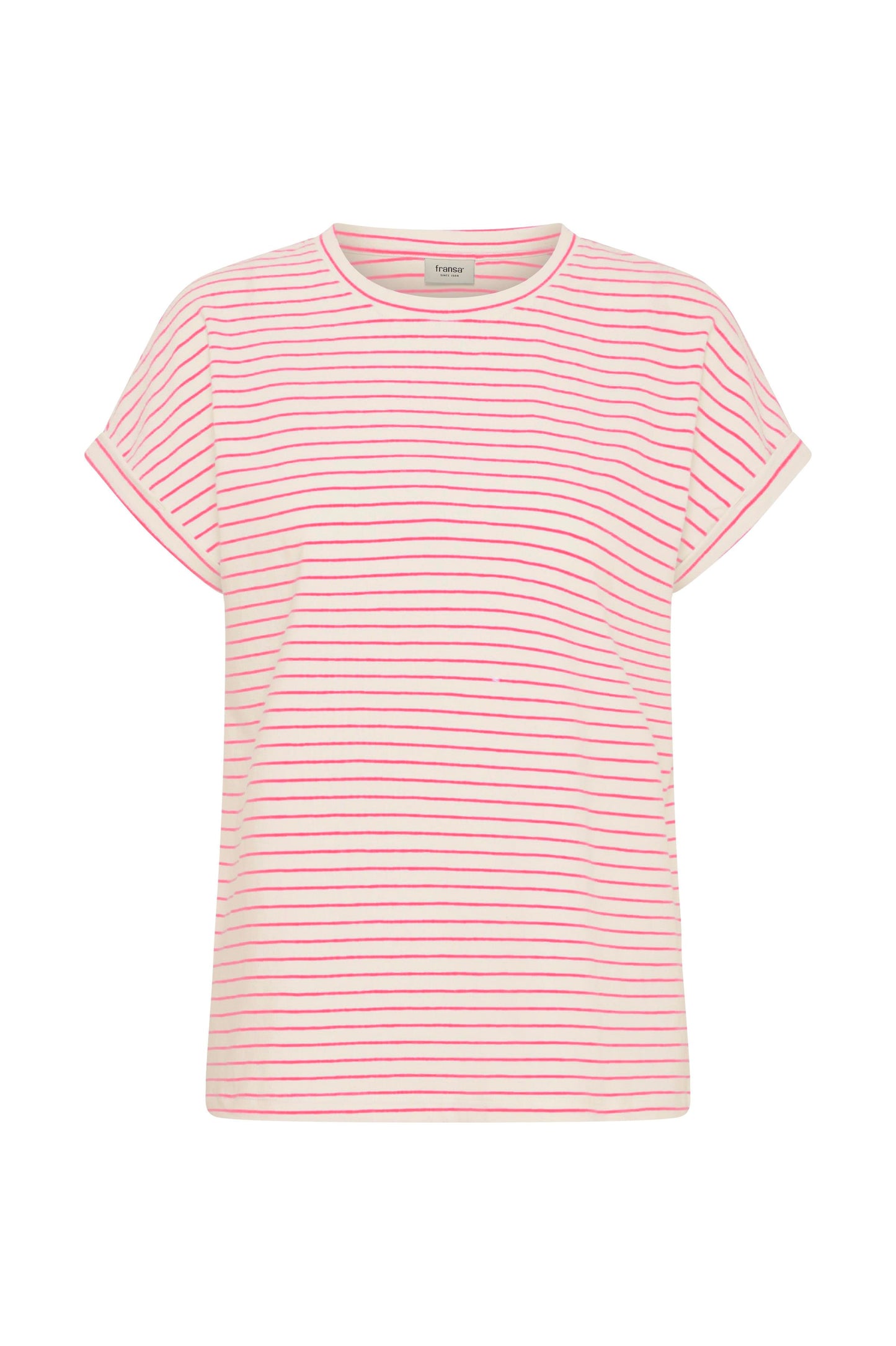Frfeba T-Shirt - Cream and Raspberry Stripe