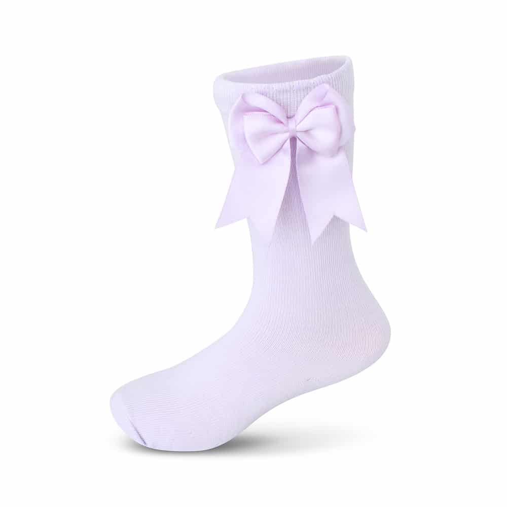 Girls Knee High Bow Socks Light Purple