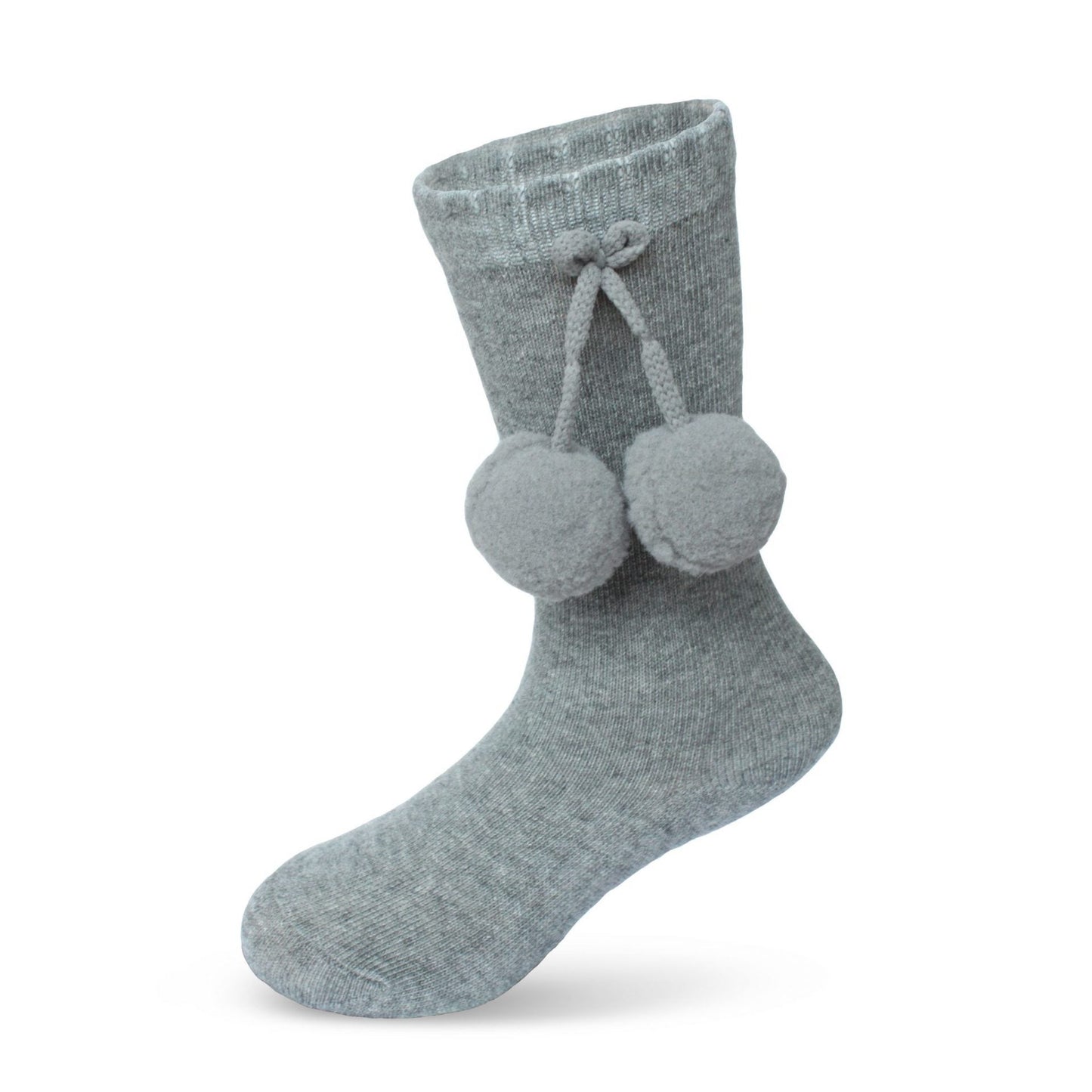 Boys Knee High Pom Pom Socks Grey