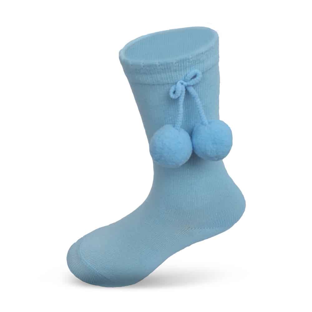 Boys Knee High Pom Pom Socks Blue