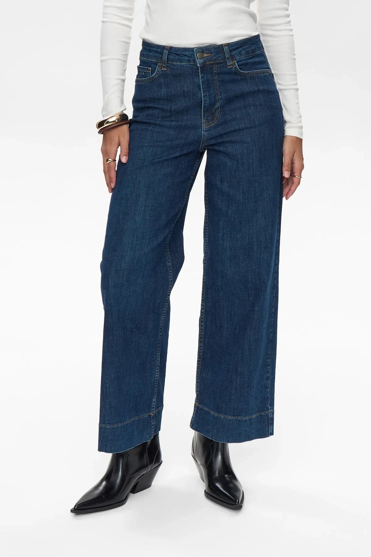 NUPARIS CROPPED JEANS - DARK BLUE - Dark Blue Denim