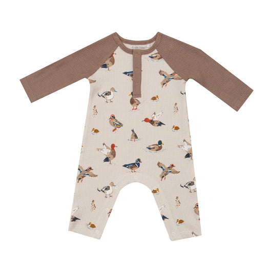 Ducks Raglan Henley Romper by Angel Dear