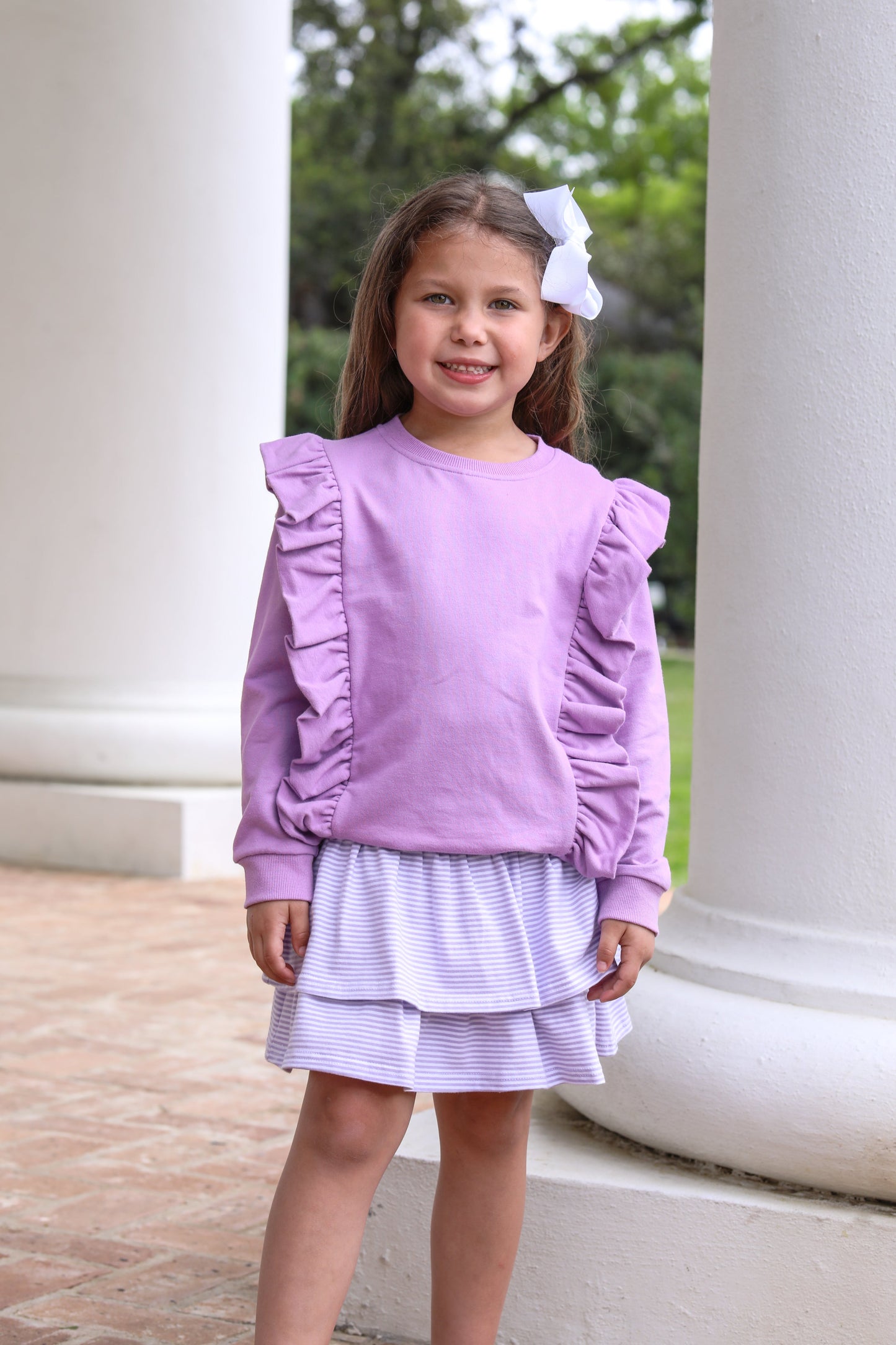 Laura Ruffle Pullover -Lavender by Trotter Street Kids