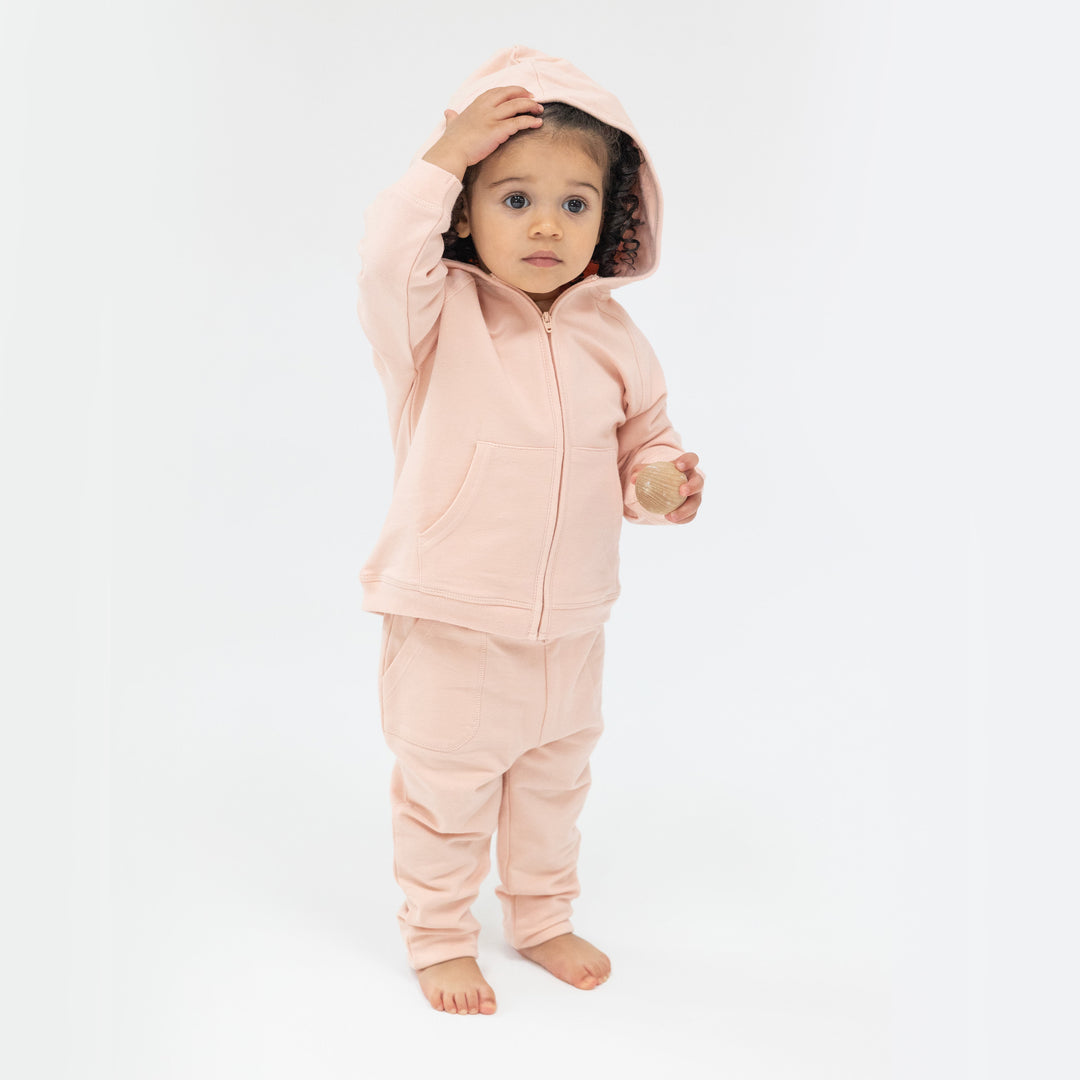 French Terry Pink Solid- Hoodie and Jogger Set by Angel Dear
