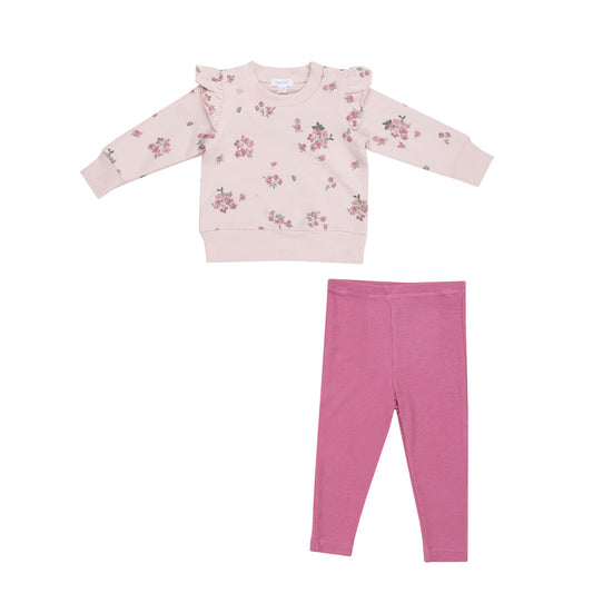 French Terry Woodsorrel - Ruffle Sweatshirt + Rib Flared Pant by Angel Dear