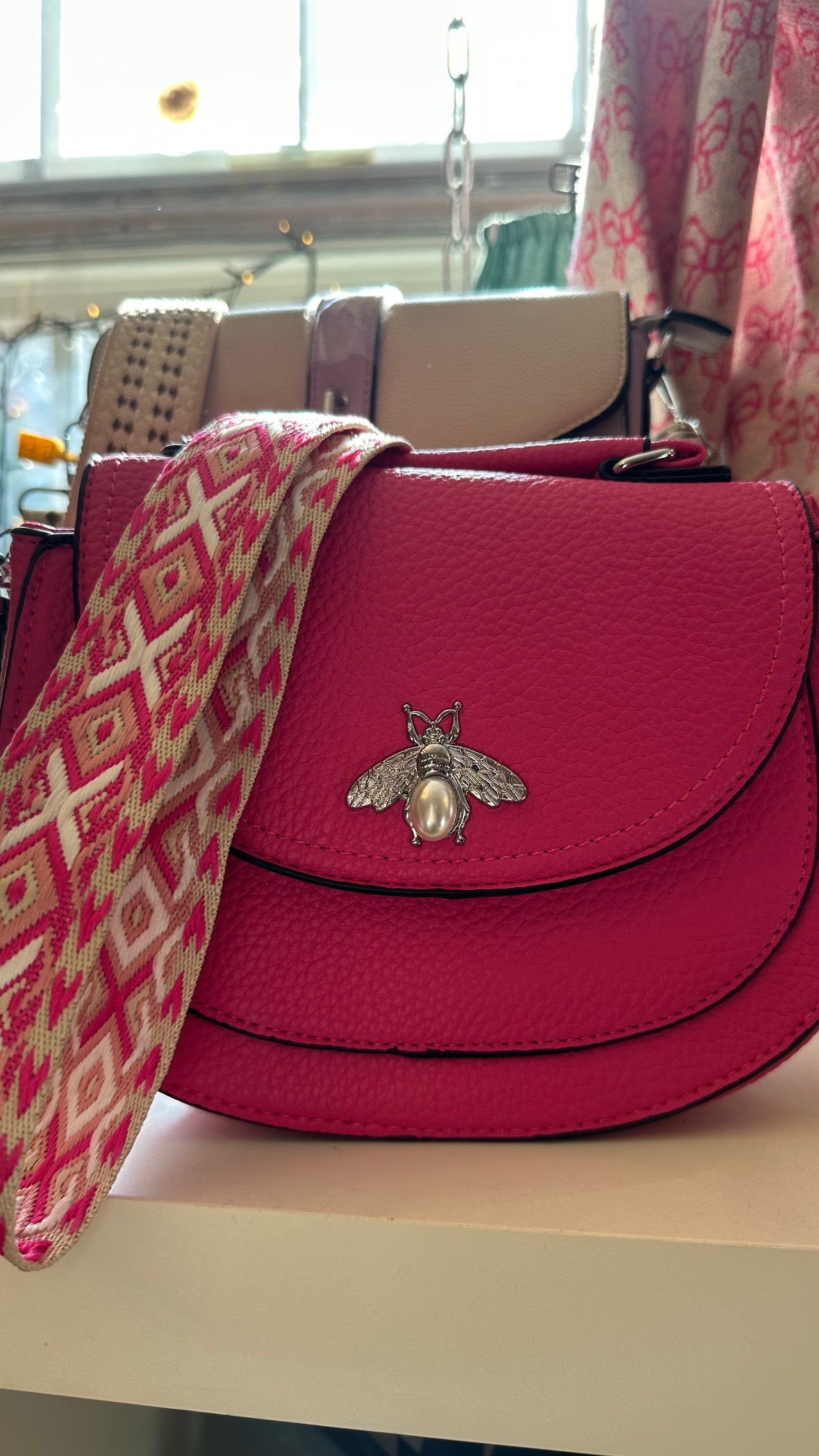 Bee Leather Satchel with Coin Purse