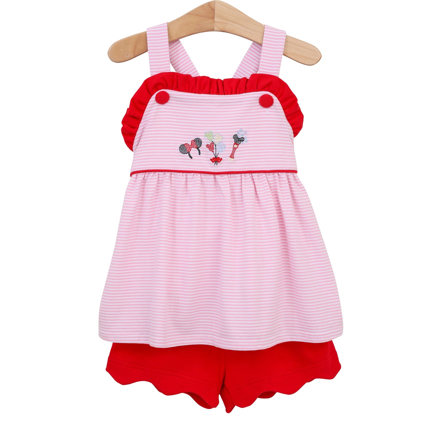 Mouse Embroidery Scallop Short Set by Trotter Street Kids