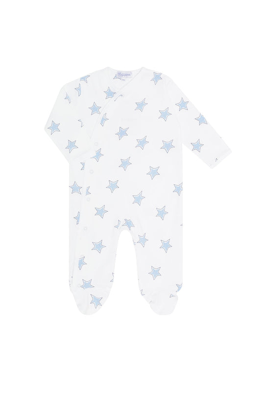 Blue Stars Print Crossover Footie by Nella Pima