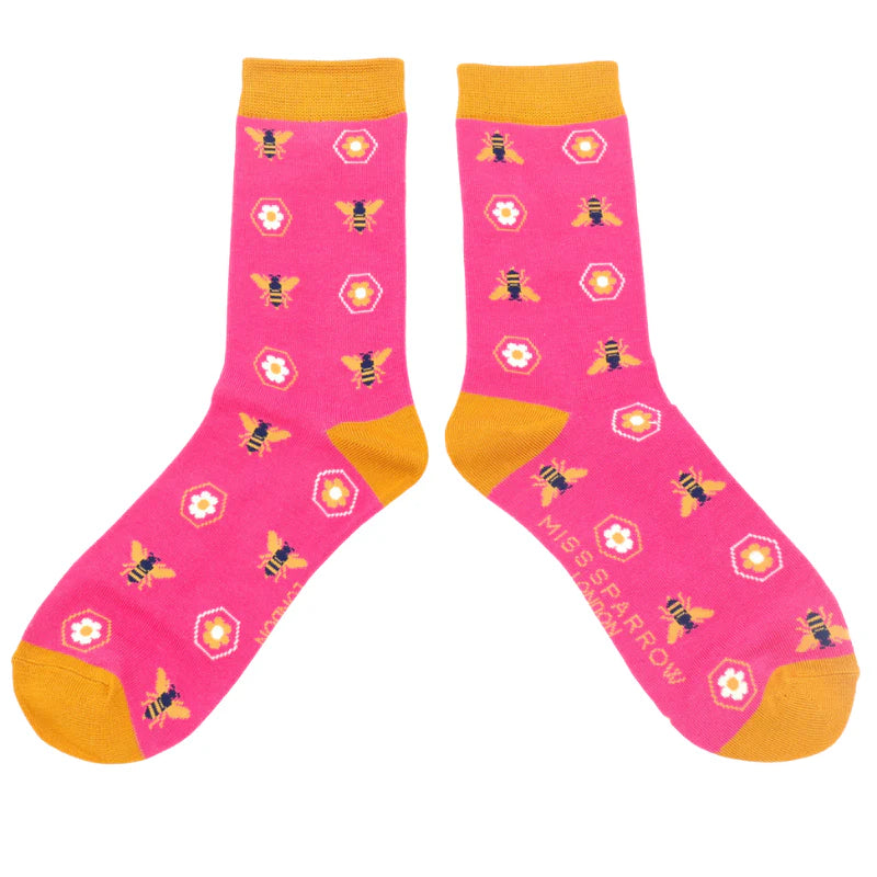 Retro Bee Socks Magenta