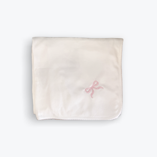 Pink Bow Pima Blanket by Cute as Buttons