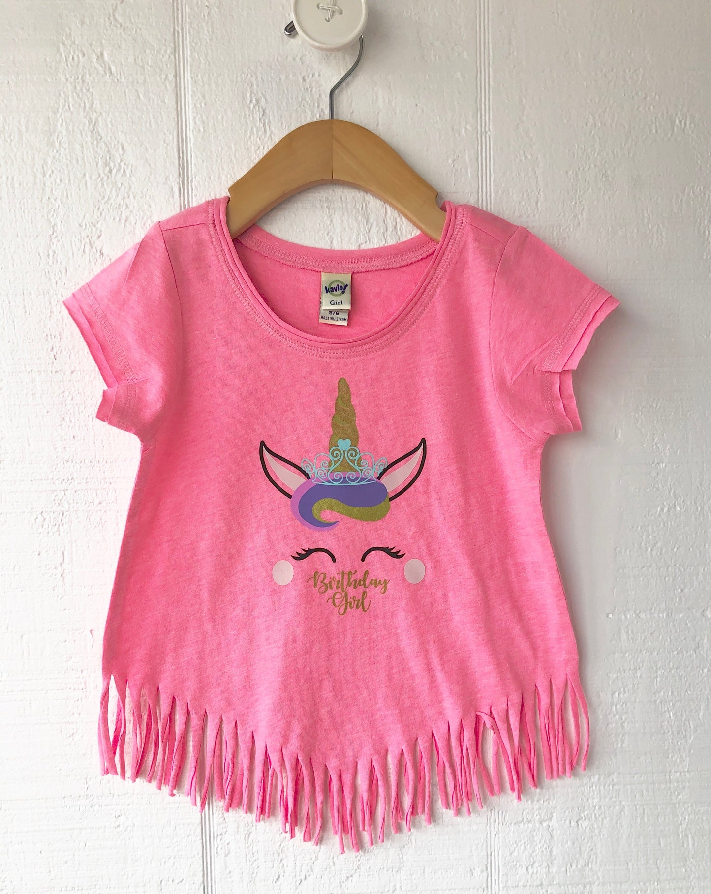 Birthday Girl Unicorn Fringe Shirt