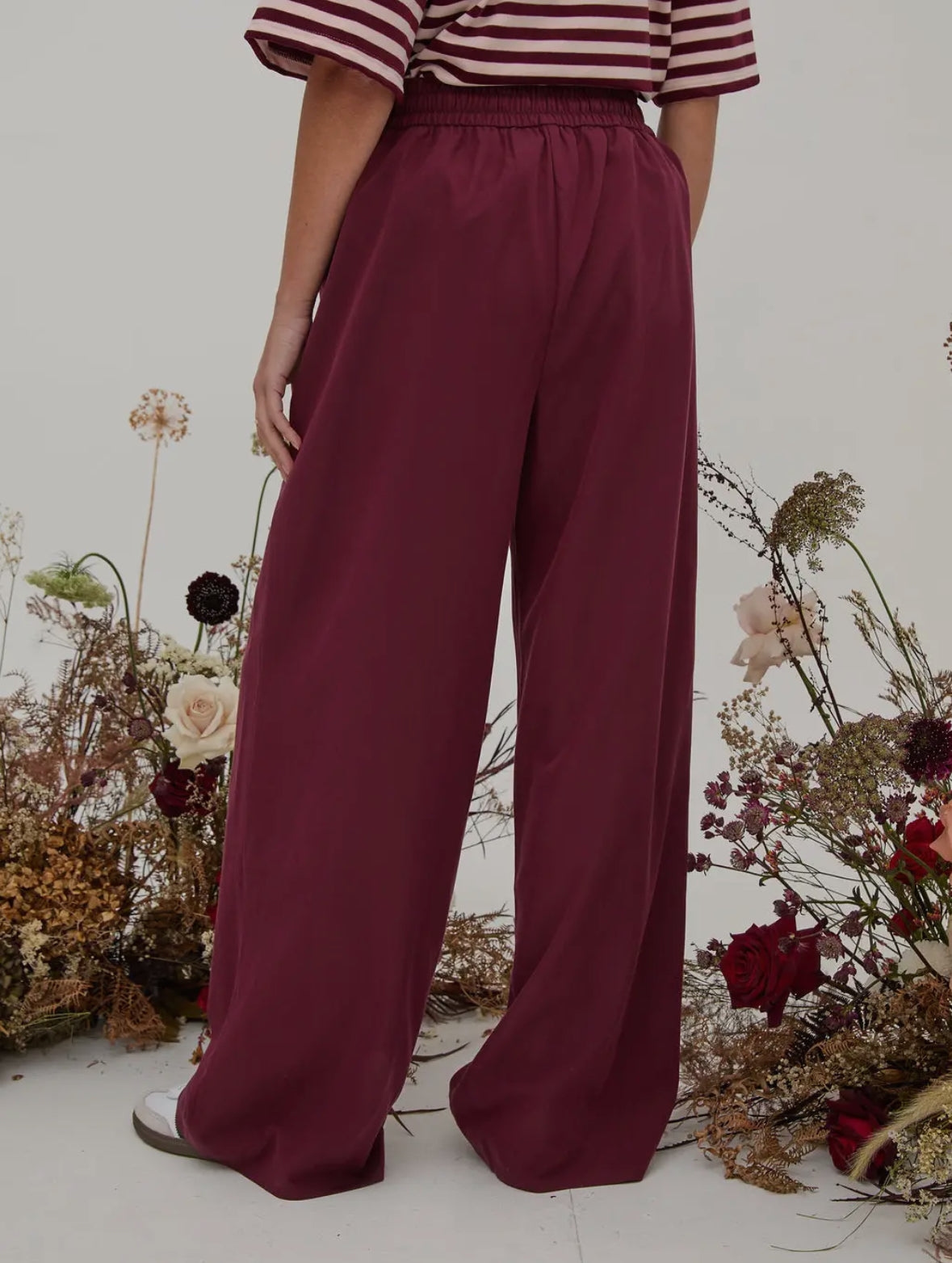Ebba Super Soft Elasticated Waist Trousers - Burgundy