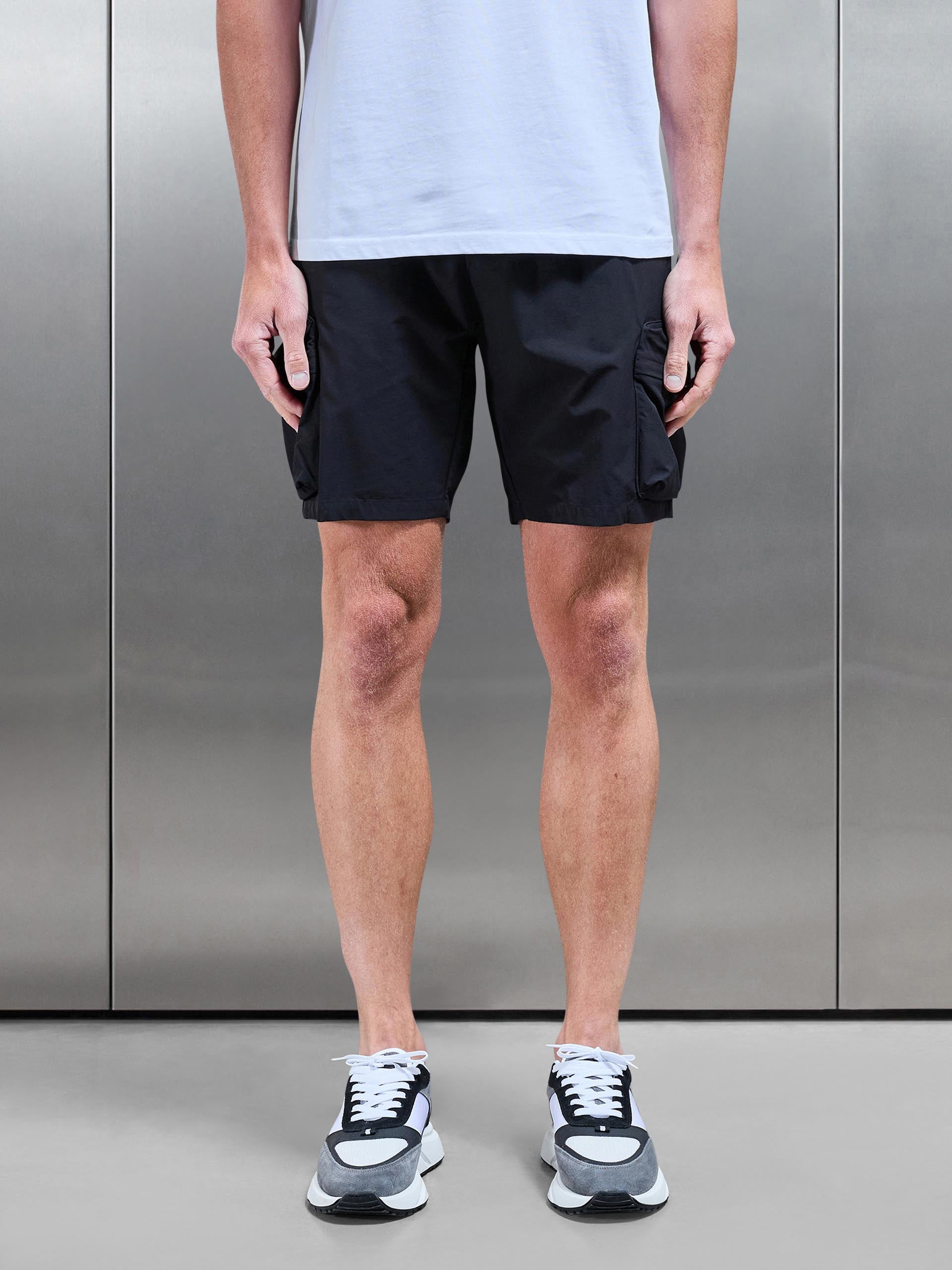 3D Pocket Cargo Short in Black