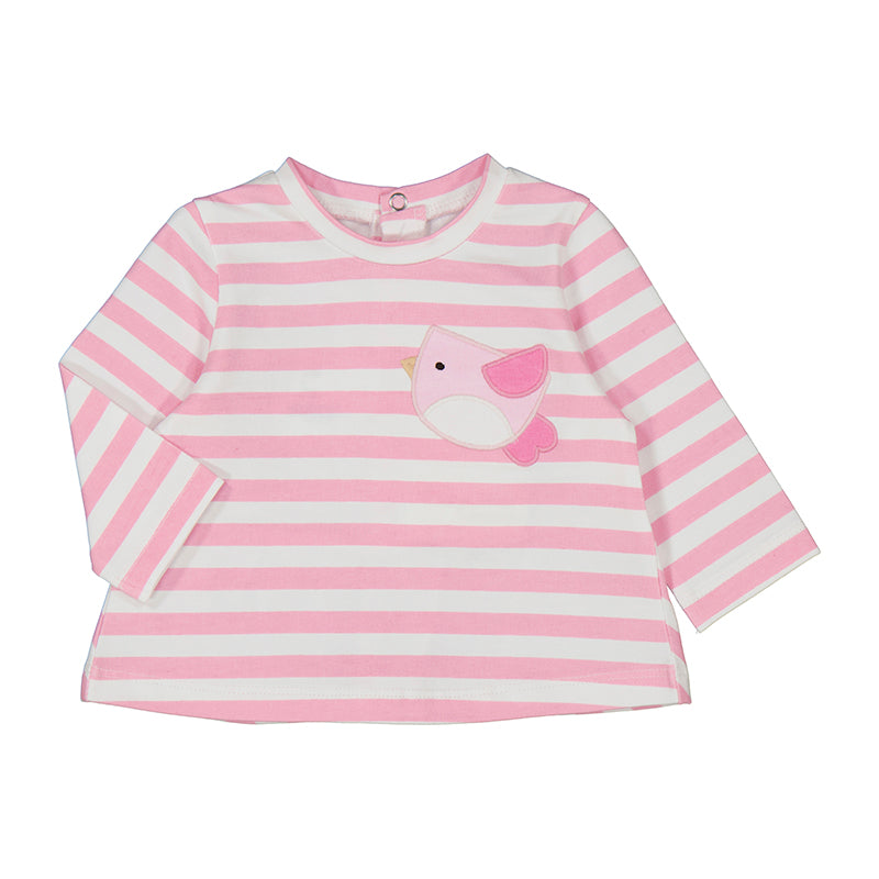 Baby Girl Long Sleeve Pink Stripe Tee by Mayoral