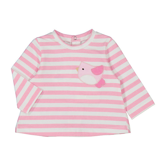 Baby Girl Long Sleeve Pink Stripe Tee by Mayoral