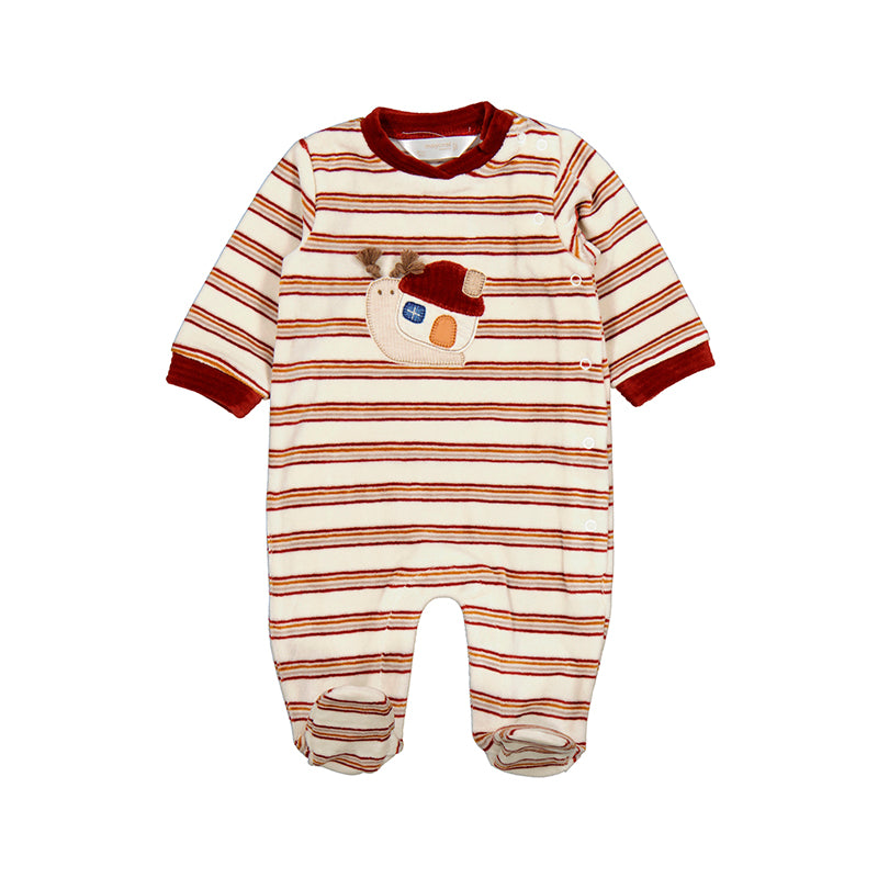 Snail Velour Striped Footie by Mayoral