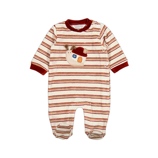 Snail Velour Striped Footie by Mayoral