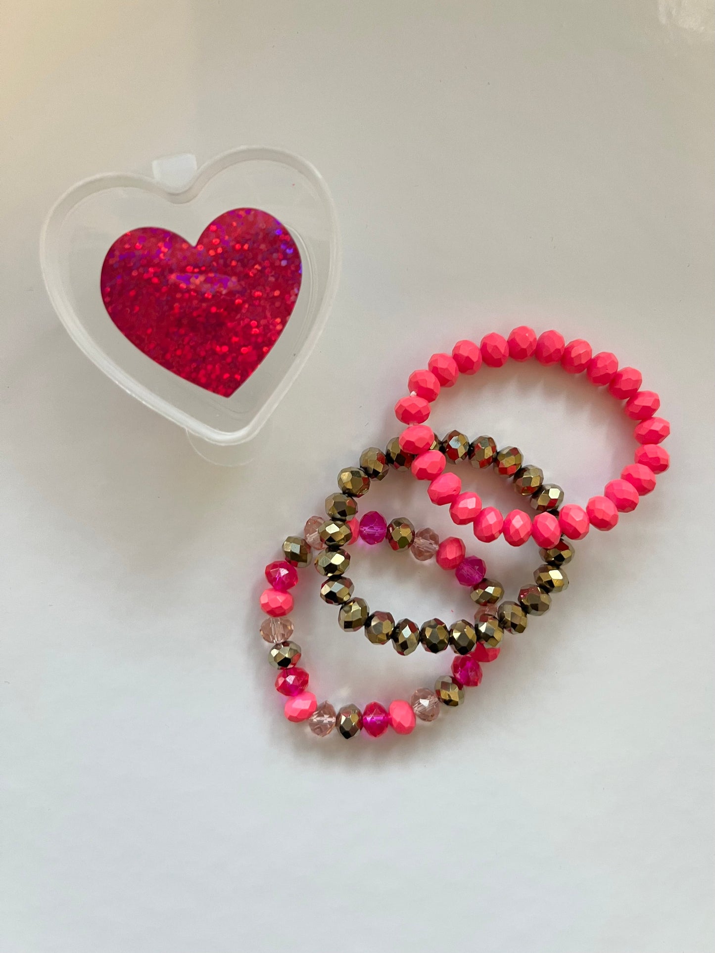 Valentine Heart Bracelets - Pink Jewel Tones
