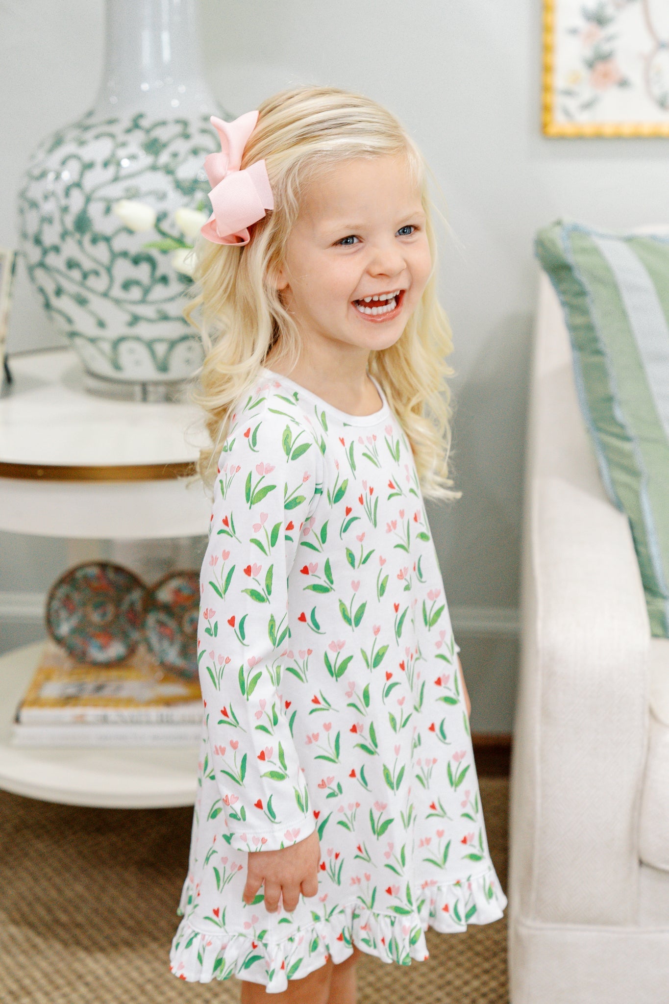 Heart Blooms Long Sleeve Playdress by the Proper Peony