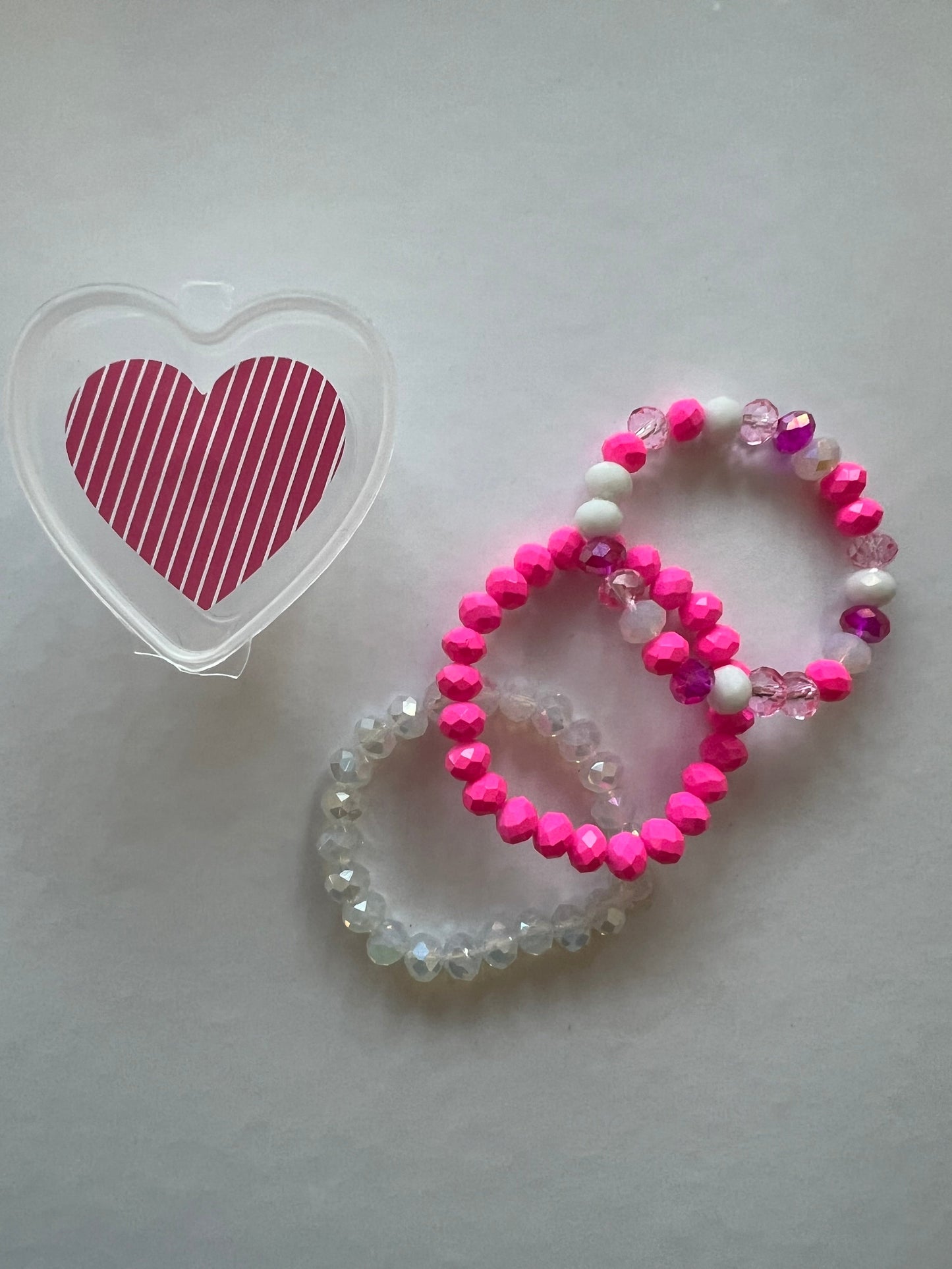 Valentine Heart Bracelets - Bright Pink Tones