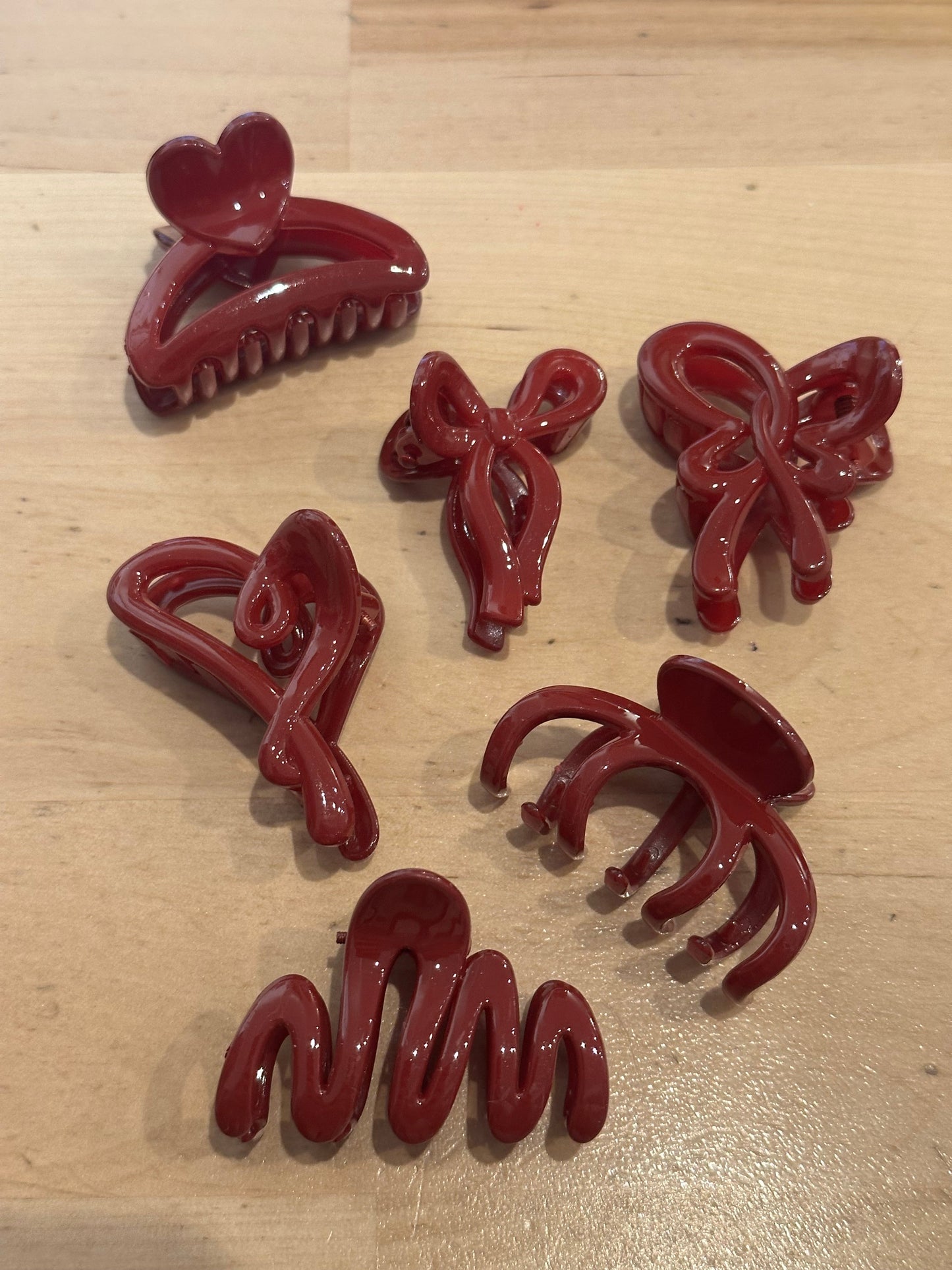 Red Heart Bow Hair Claw