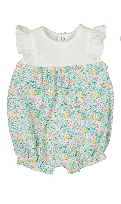 Baby Girl Pink/Green Floral Short Romper by Mayoral