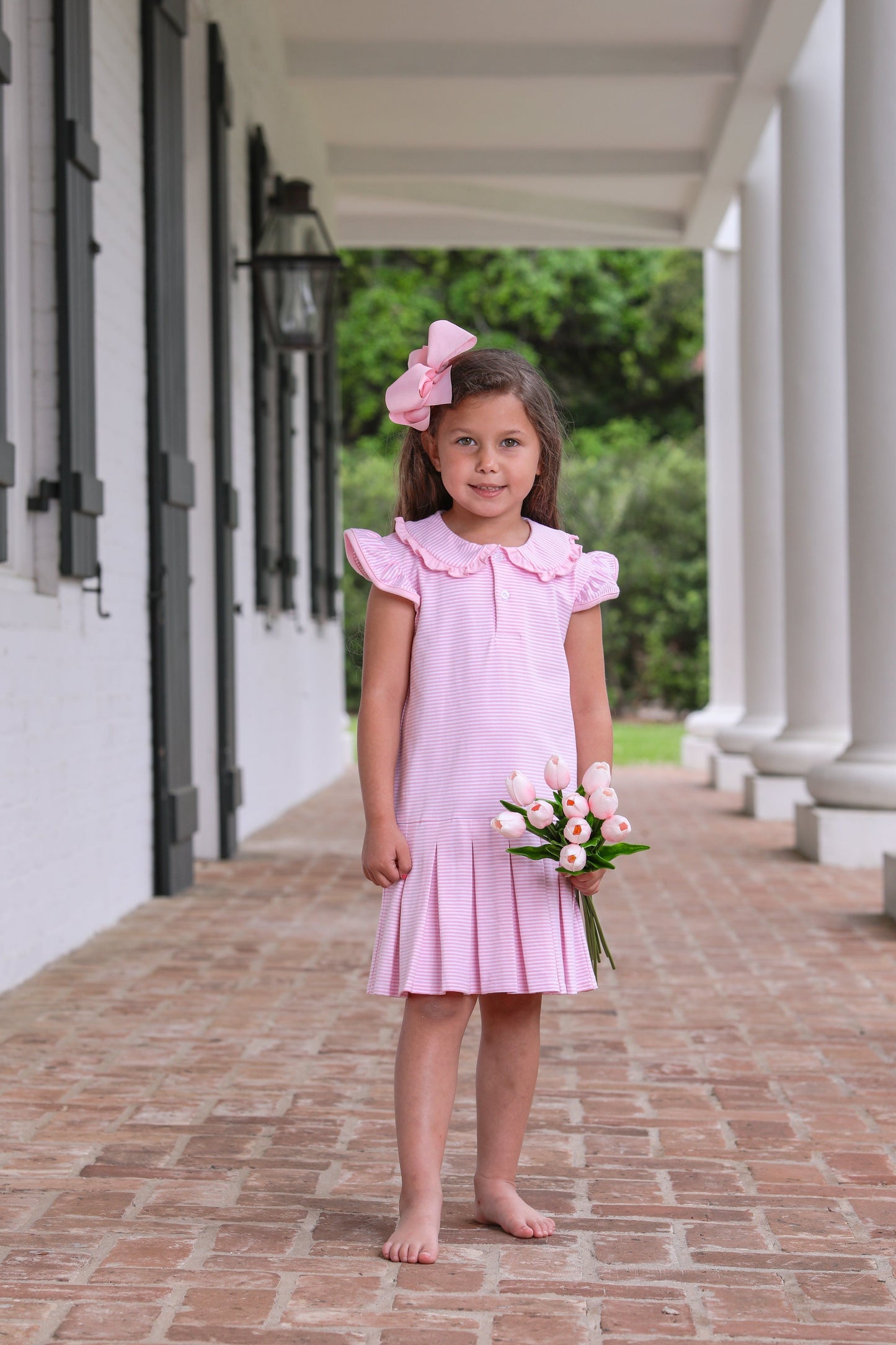 Camilla Dress Light Pink Stripe by Trotter Street Kids