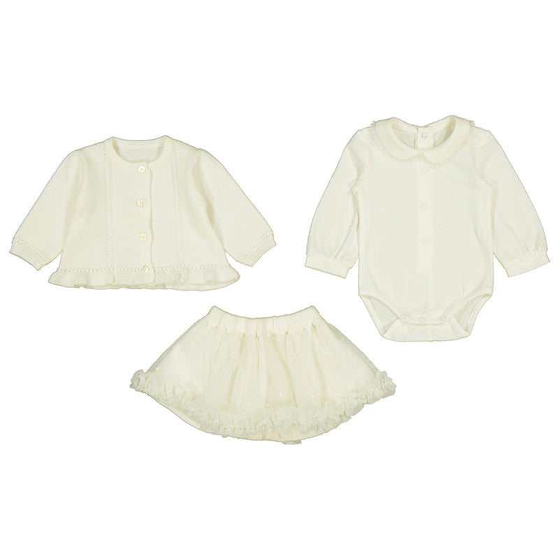 Cream 3 piece Tulle Skirt Set by Mayoral