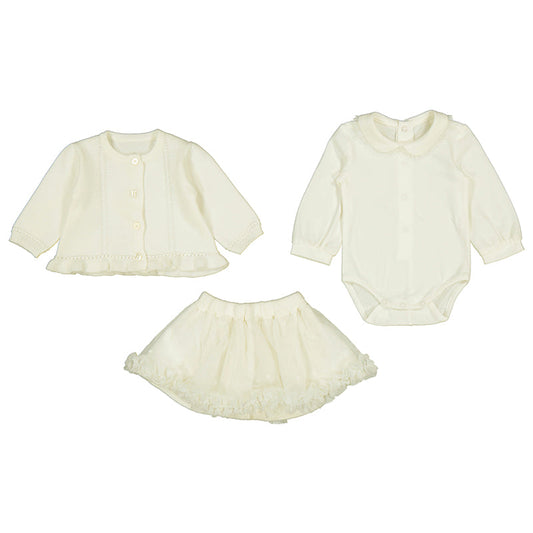 Cream 3 piece Tulle Skirt Set by Mayoral
