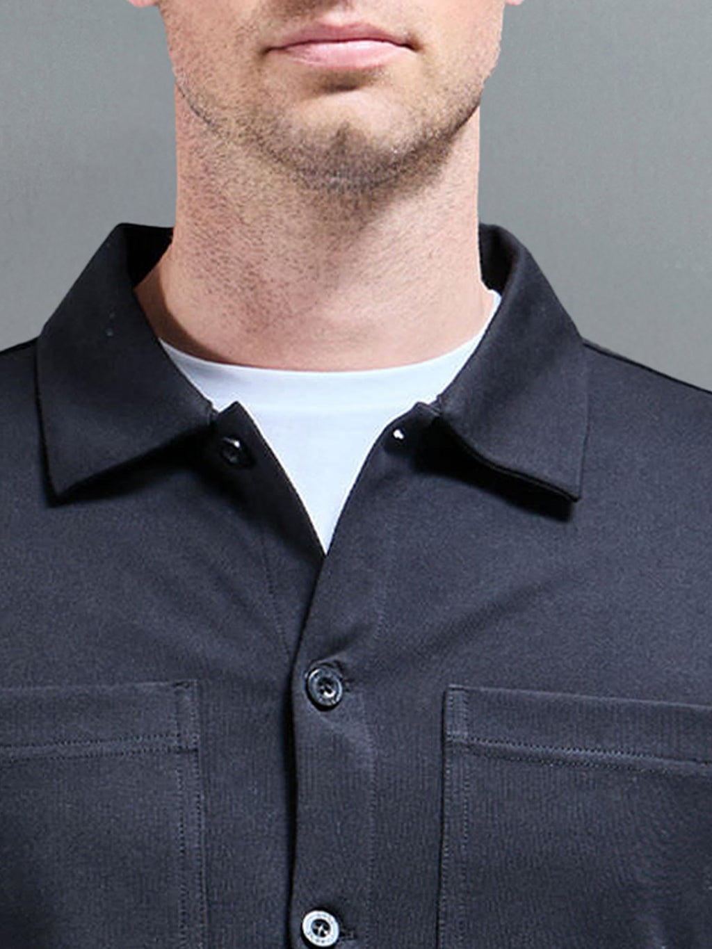 Cotton Jersey Overshirt in Black