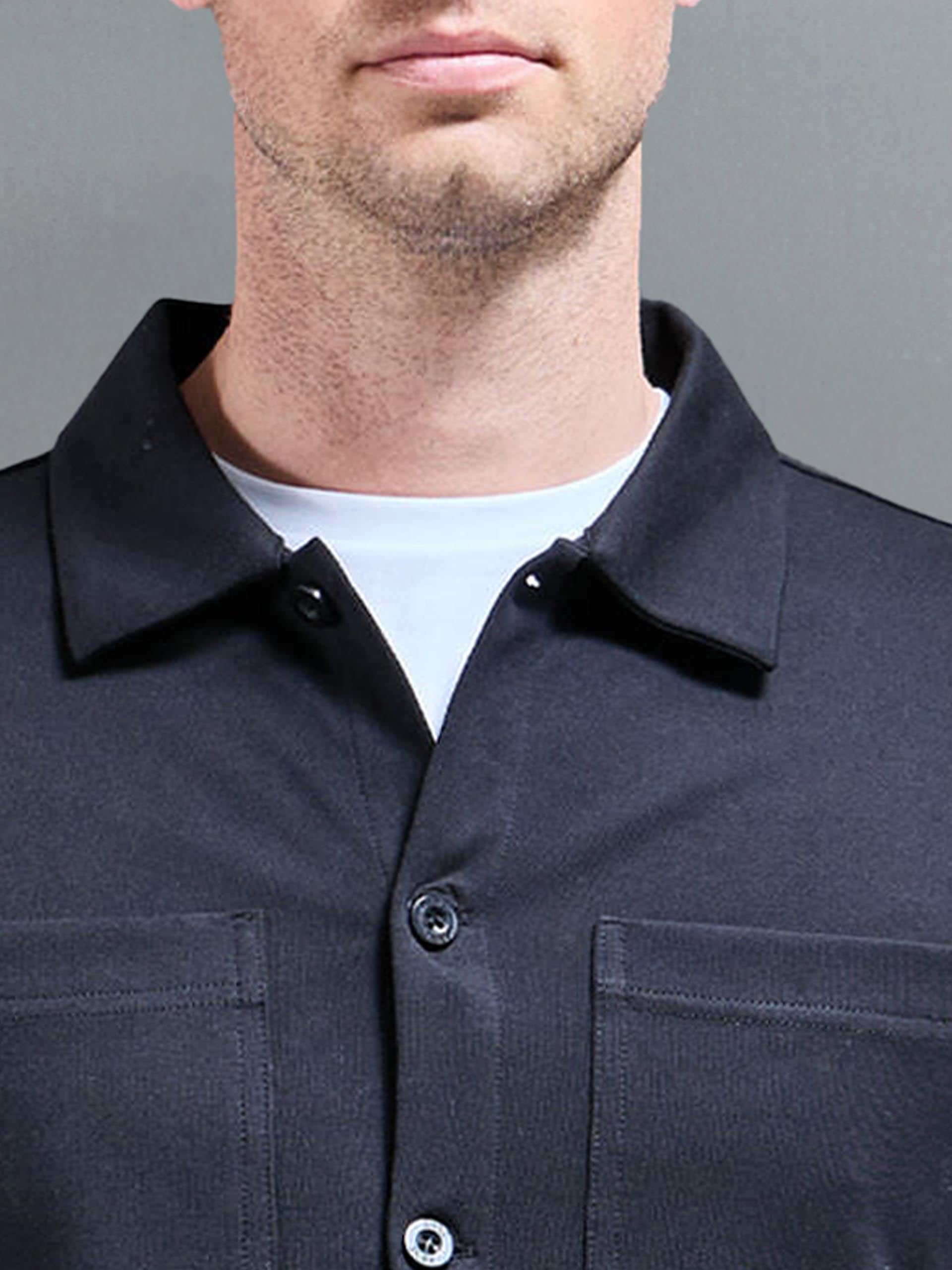 Cotton Jersey Overshirt in Black