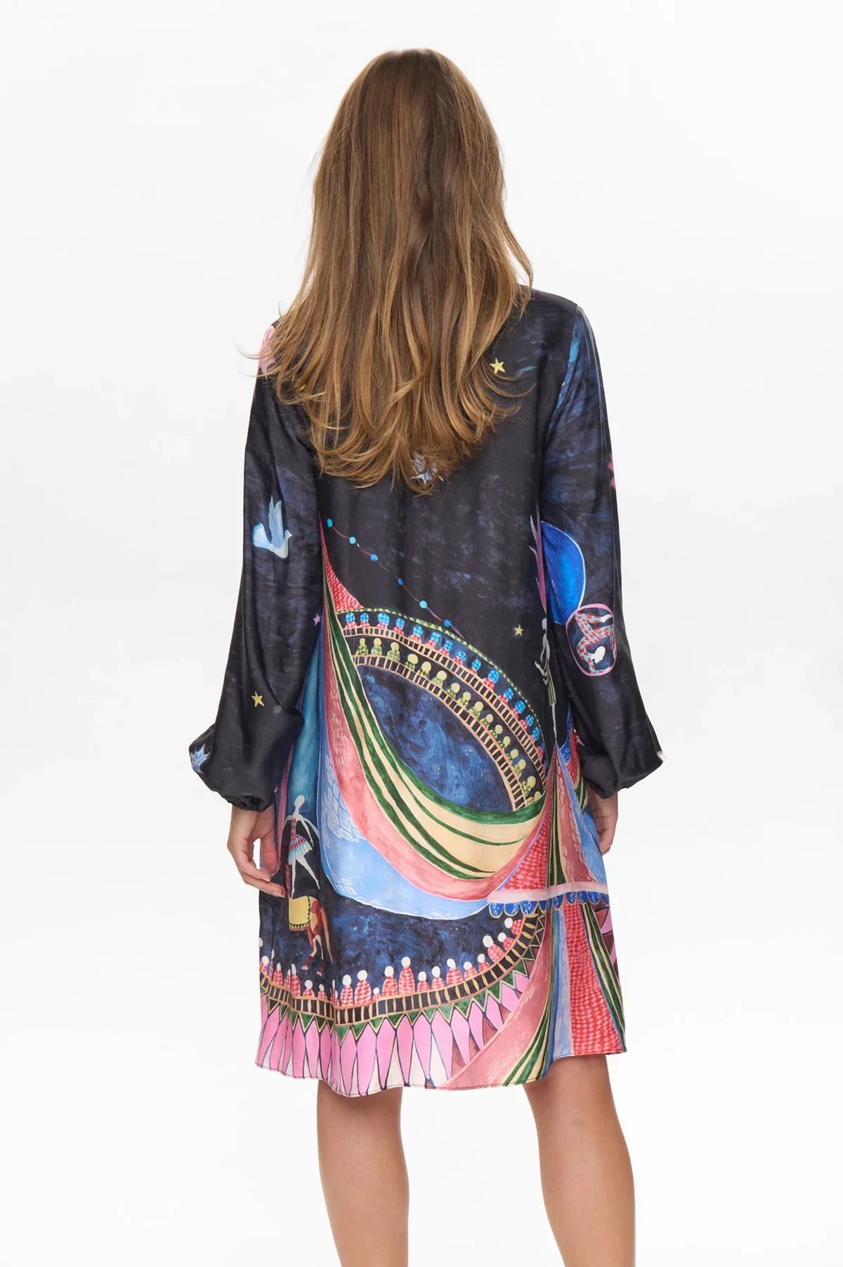 NUSTARLA SHORT DRESS - Obsidian Circus Print Dress