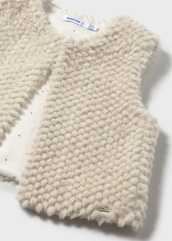 Faux Fur Vest Sand by Mayoral
