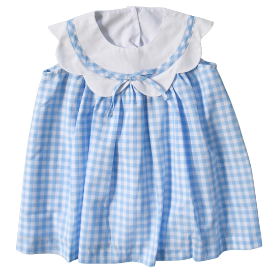 Charlotte Scalloped Dress, Ballantyne Blue Gingham by Mint Magnolia
