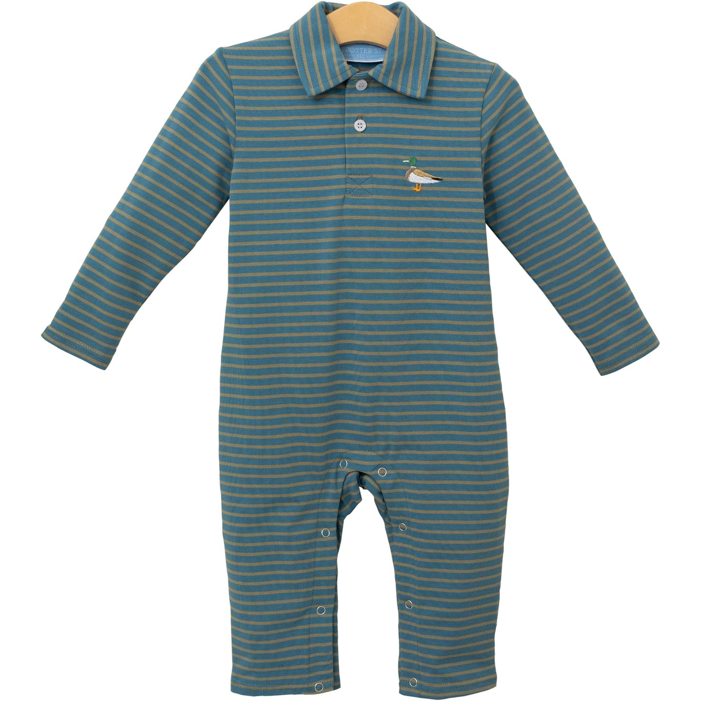Mallard Embroidery Polo Romper by Trotter Street Kids