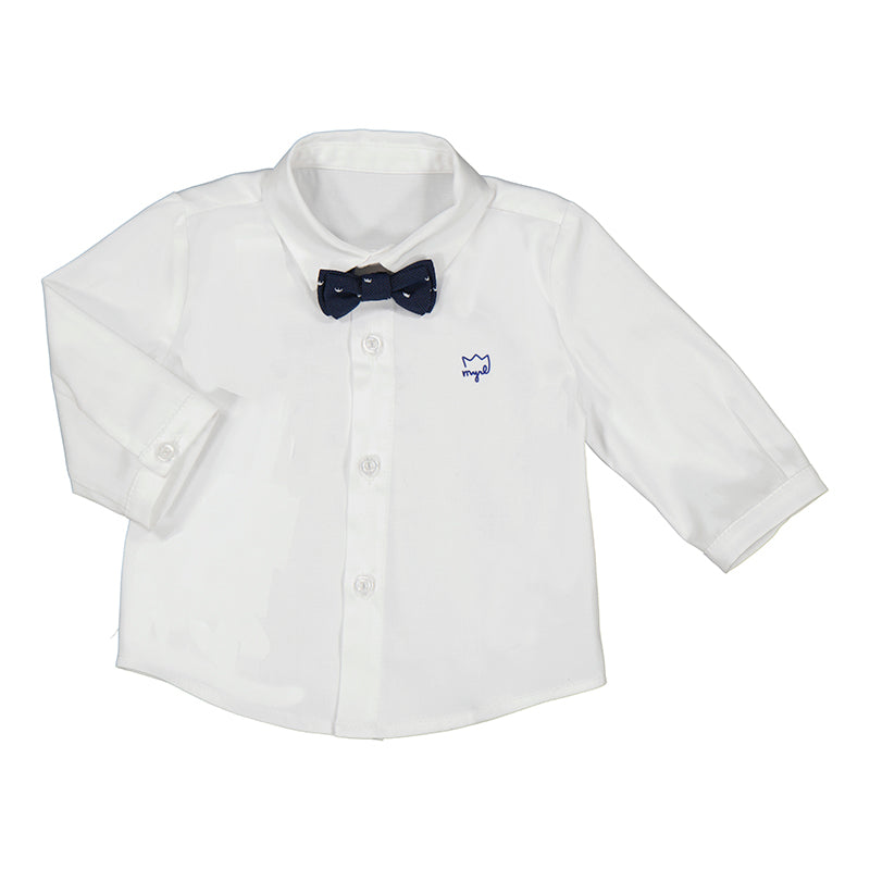 Long Sleeve Oxford Shirt with Bow Tie