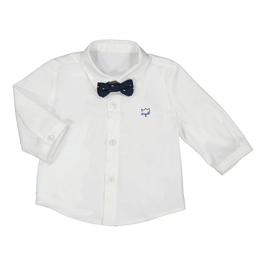 Long Sleeve Oxford Shirt with Bow Tie