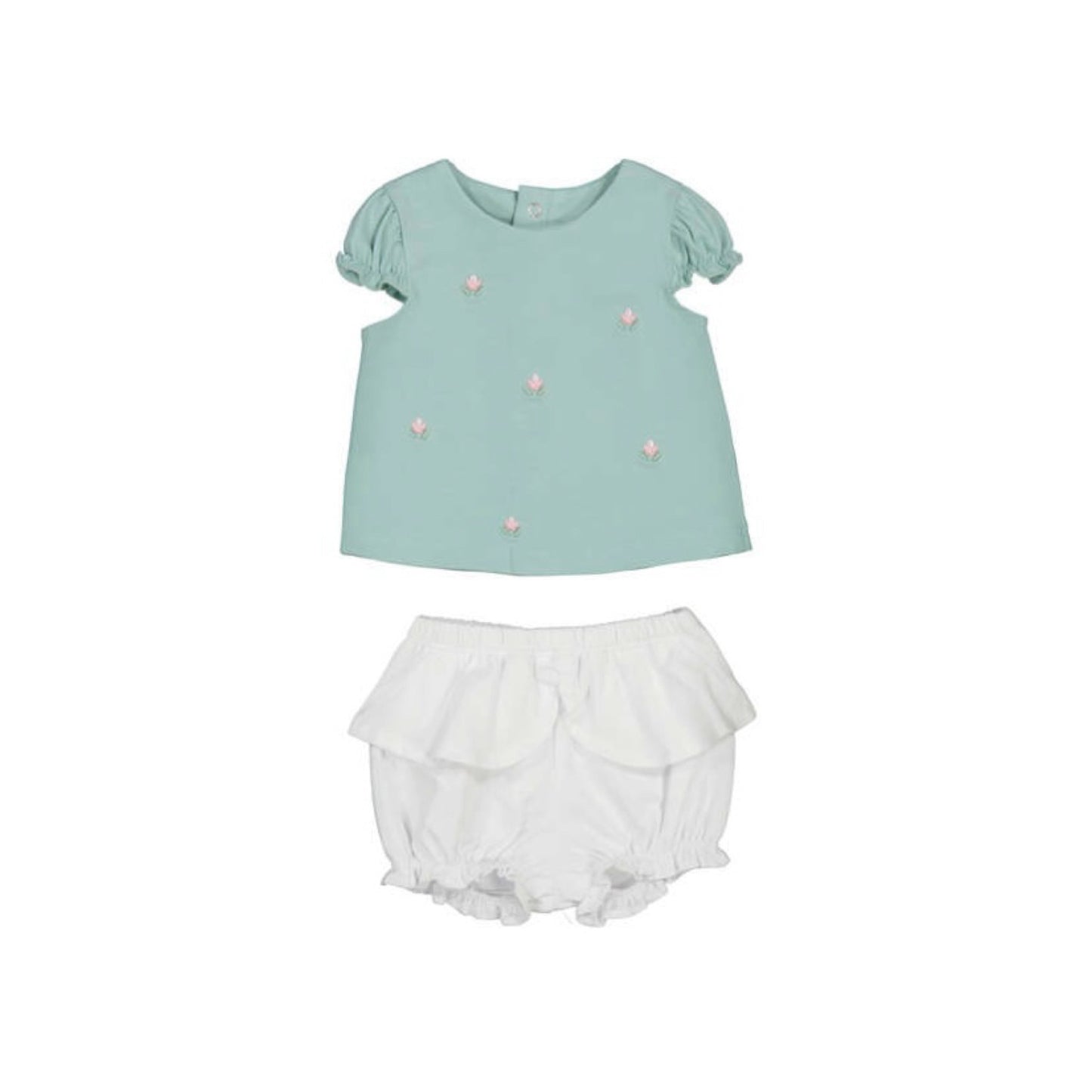 Sage Green Rosette Top & Bloomer Set by Mayoral