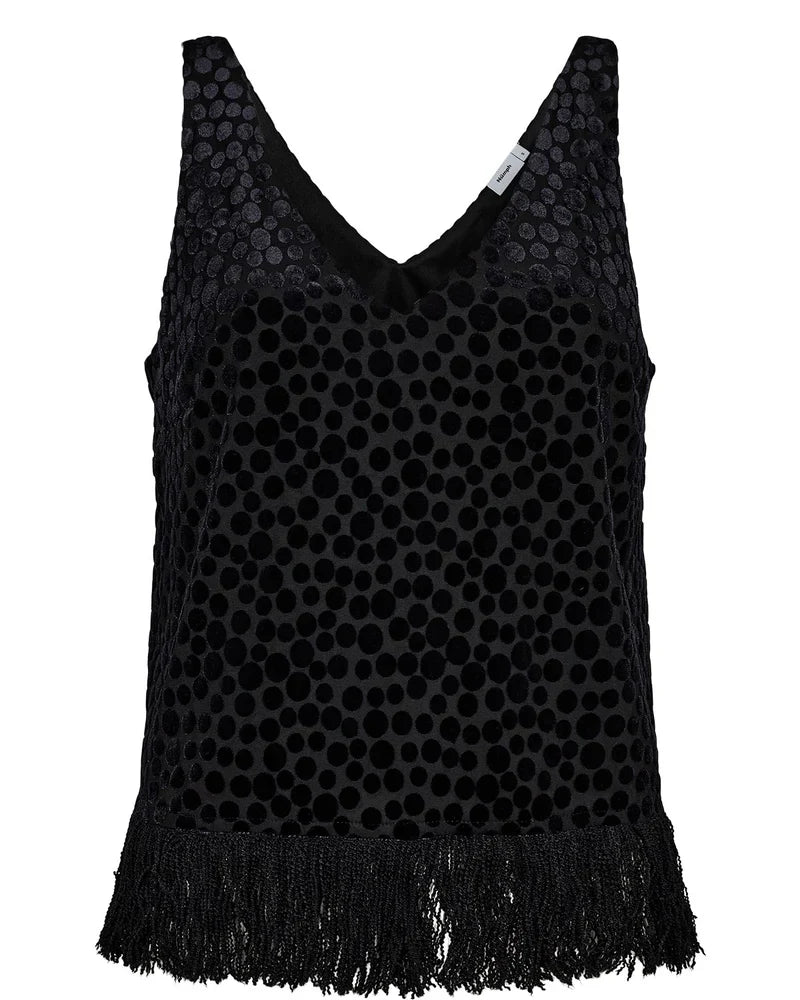 Nuhadlee Black Spot Fringe Top