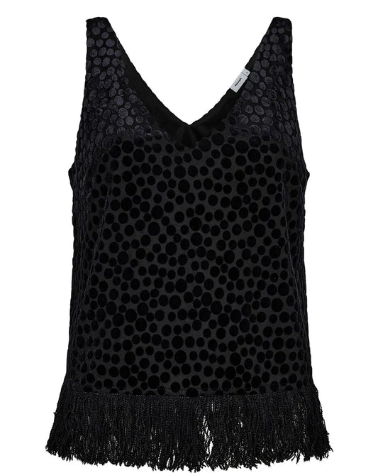 Nuhadlee Black Spot Fringe Top