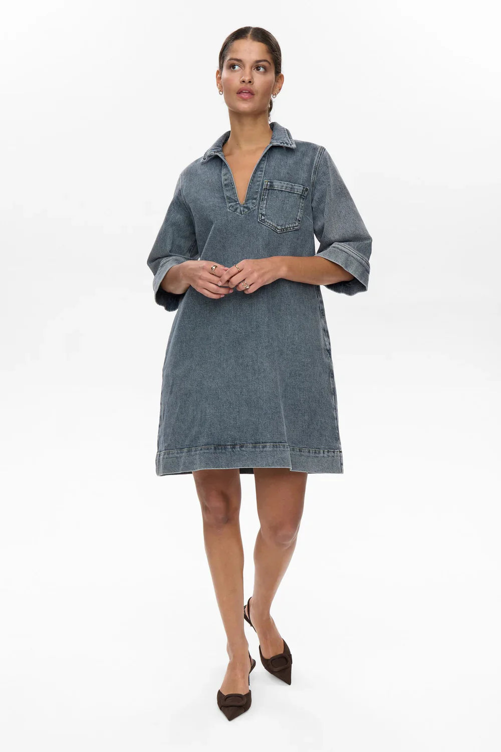 NUTORONTO DRESS - With. Blue Washed Denim