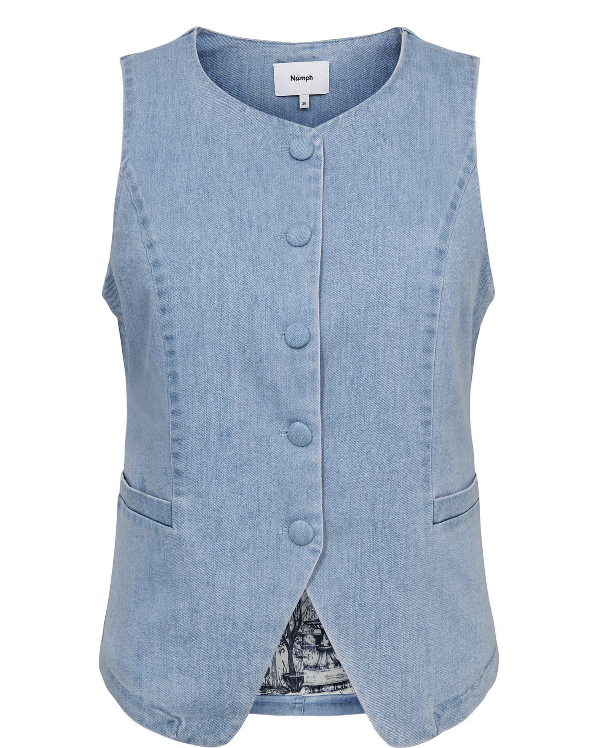 NUALETTA VEST - Light Denim Button Waistcoat