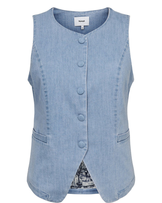 NUALETTA VEST - Light Denim Button Waistcoat
