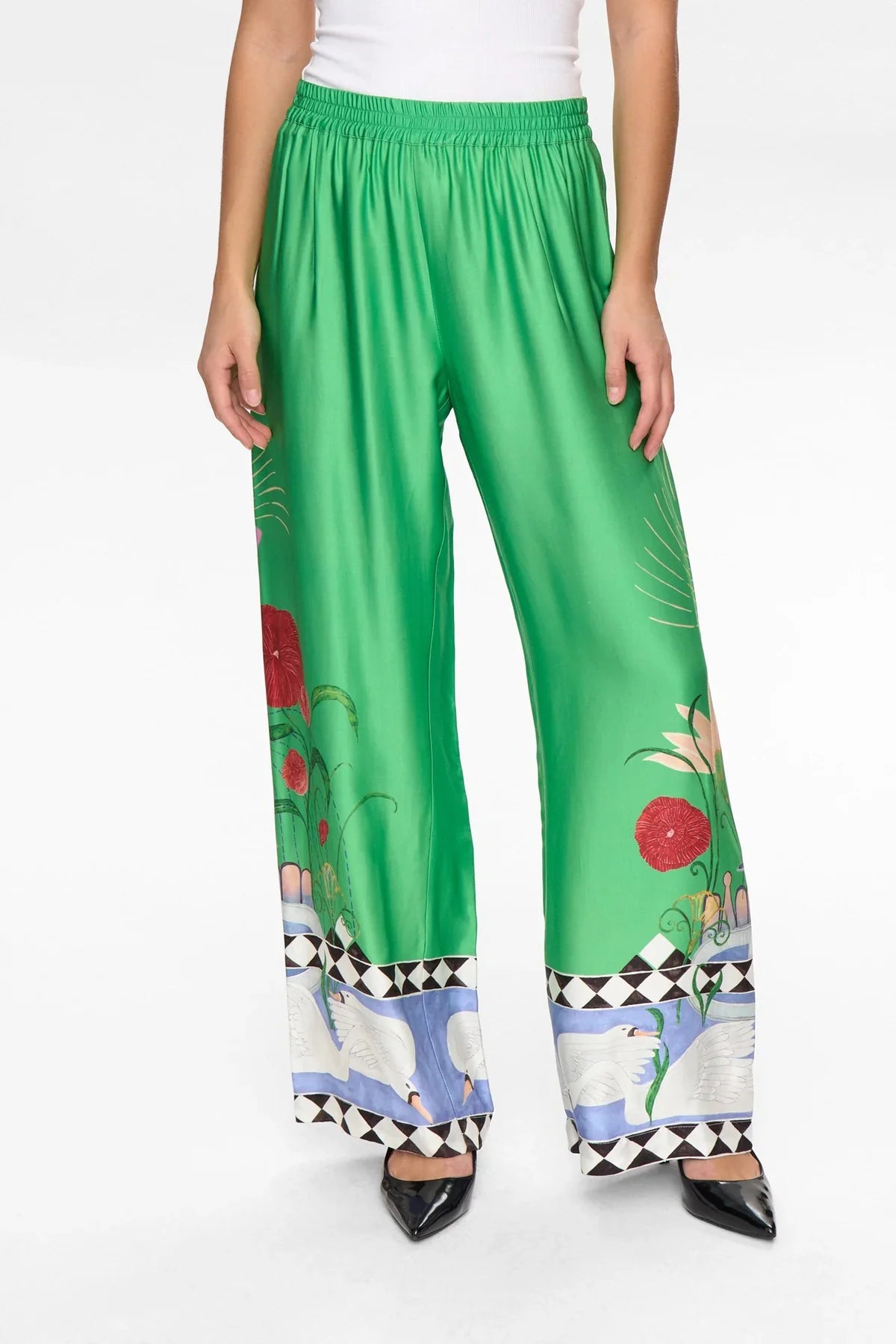 NUADELINA PANTS - Vibrant Green Swan Trousers