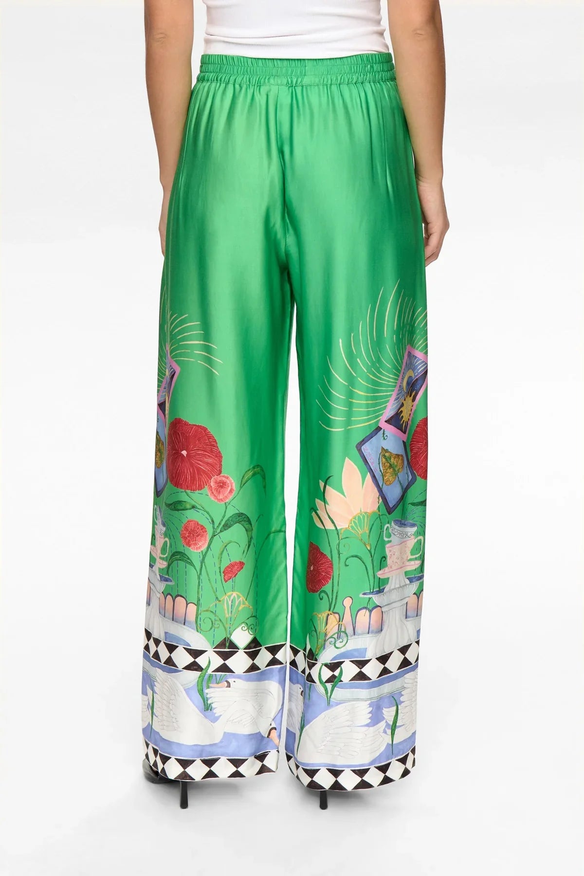 NUADELINA PANTS - Vibrant Green Swan Trousers
