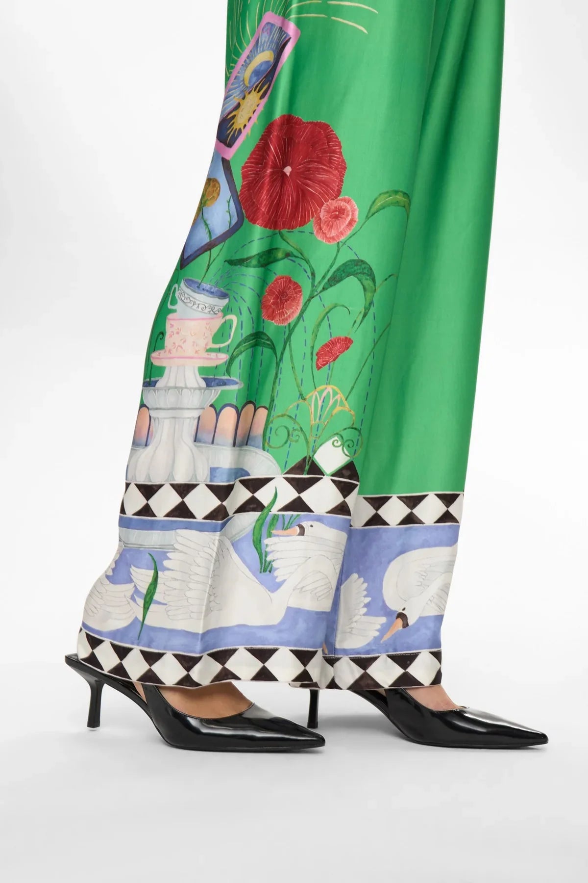 NUADELINA PANTS - Vibrant Green Swan Trousers